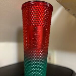 Starbucks Disney Mickey 24oz Tumbler Studded Christmas Holiday Red Green